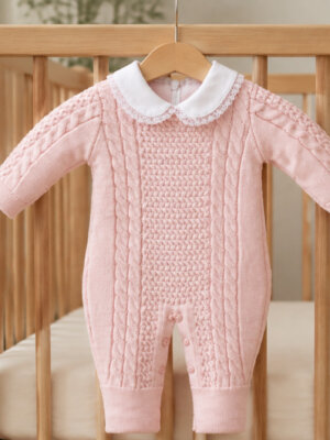 Macacão Tricô Premium + Body (2 Peças)- Rosa