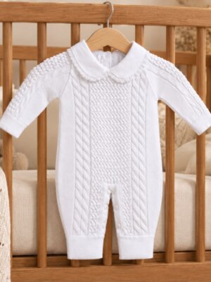 Macacão Tricô Premium + Body (2 Peças) - Branco
