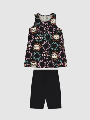 Conjunto Menina Regata Estampada E Bermuda Em Algodão Malwee
