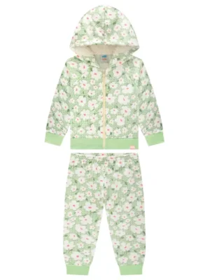 Conjunto Bebê Jaqueta E Calça Em Malha Sport Tricot Floral M