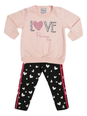 Conjunto Kely Kety Blusão Moletom Estampa Love + Legging