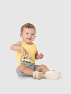Conjunto Menino Bermuda Saruel Em Algodão Malwee Kids
