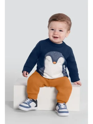 Conjunto Bebê Menino De Pinguim Em Puff Brandili
