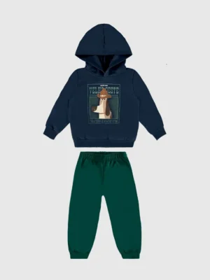 Conjunto Longo Menino Blusão E Calça Moletom Flanelado Malwe