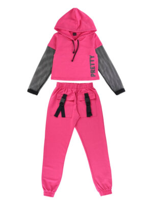 Conjunto Pami Blusão Com Capuz Detalhe Tela + Calça Moletom