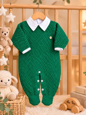Macacão Tricô Premium + Body (2 Peças) - Verde Bamboo